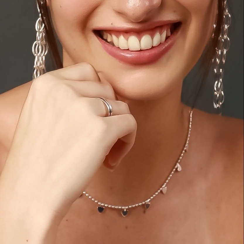 Colar Corações Prata