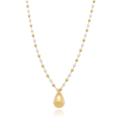 Colar Choker Gota com Pérolas e Esferas