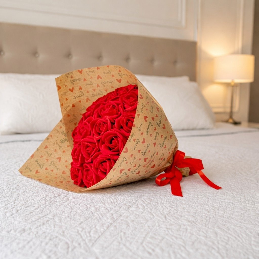 Buquê de 15 Rosas Vermelhas Artificiais