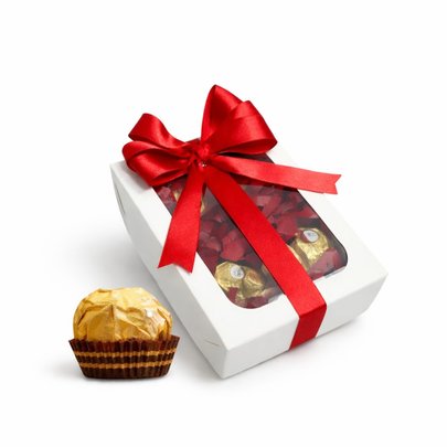 Caixa Branca Bombom Ferrero Rocher 4 Unidades