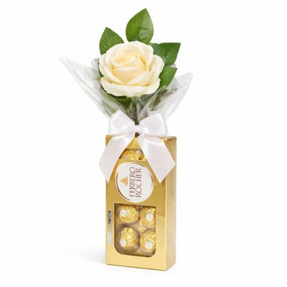 Kit Ferrero Rocher Rosa Branca Artificial Dia Mulher