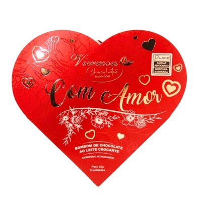 Caixa Coração Viermon 5 Bombons Chocolate Leite Crocan