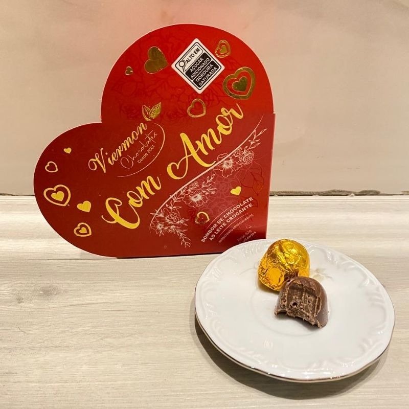 Caixa Coração Viermon 5 Bombons Chocolate Leite Crocan