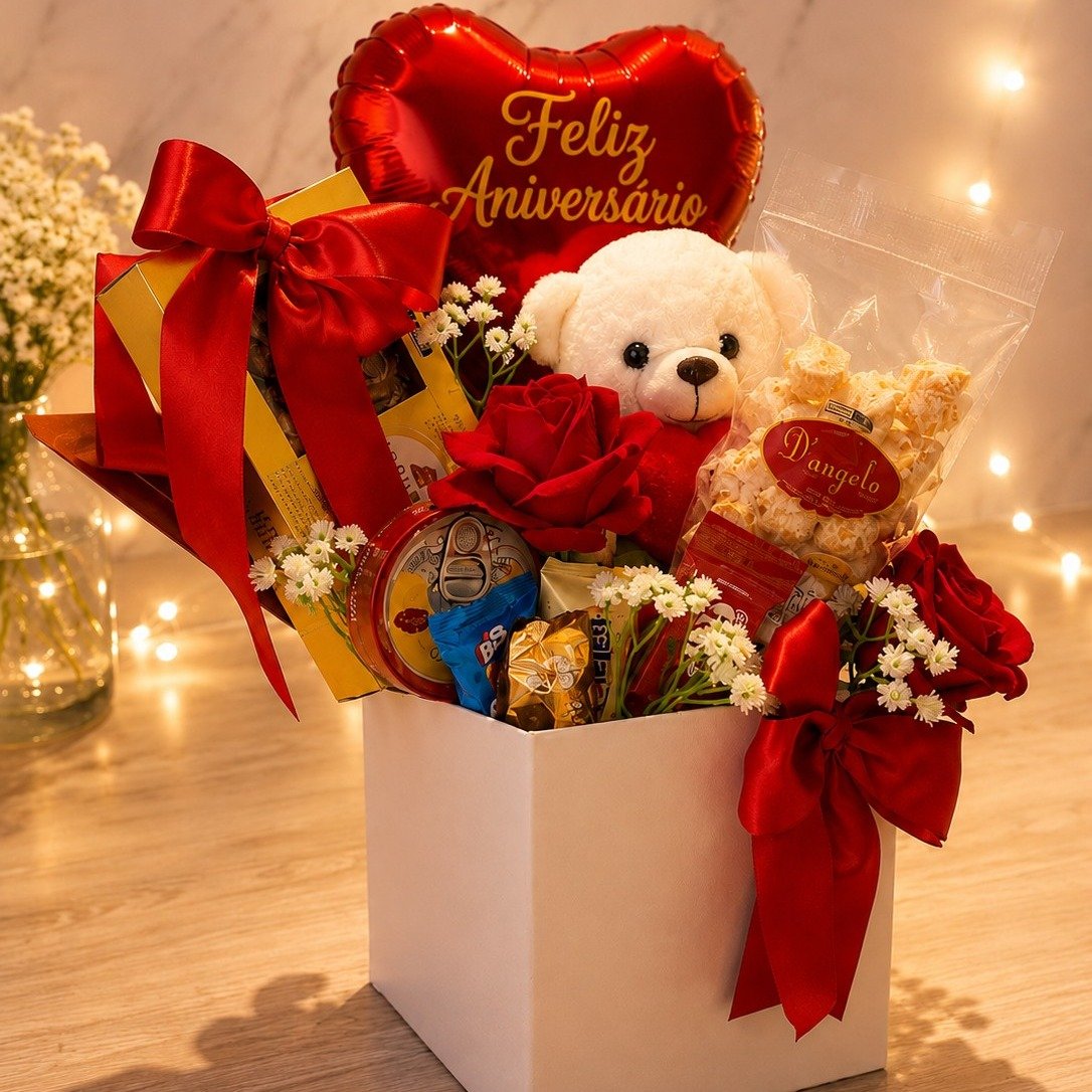 Kit Parabéns Ferrero Rocher Urso Doces Rosas