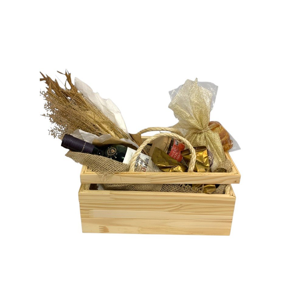 Cesta Caixa Madeira Vinho Cassilero 