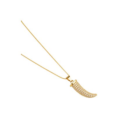 Colar Amuleto Cravejado com Banho em Ouro