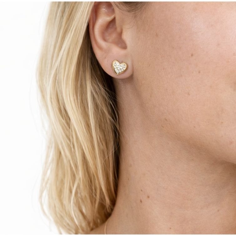 Conjunto Coração Colar e Brinco Banhado a Ouro 18K