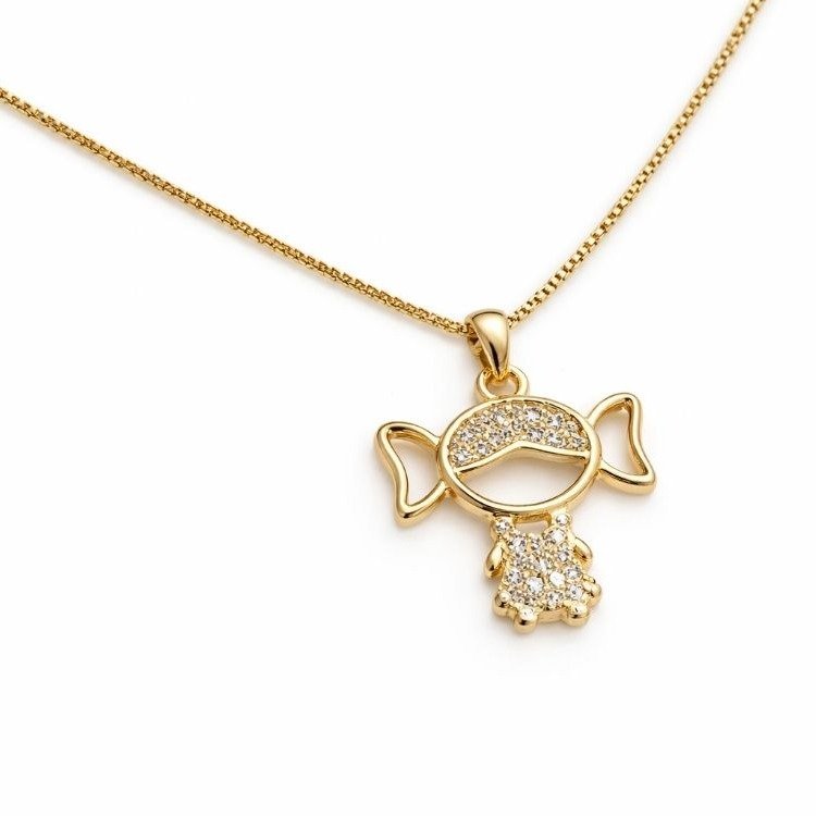 Colar Menina Cravejada - Banho em Ouro 18k