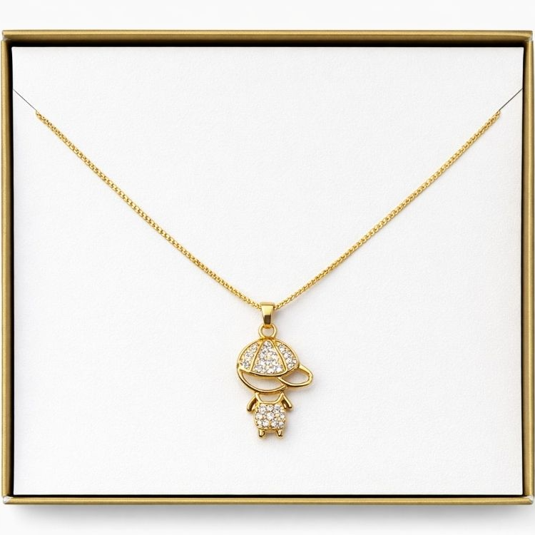 Colar Menino Cravejada - Banho em Ouro 18k