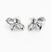 Brinco Flor Invertida Banhado a Ródio Branco