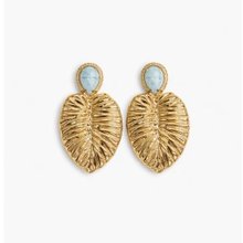 Brinco Folha Resina Off White Banhado Ouro 18k