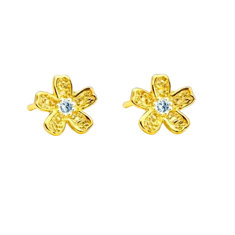 Brinco Mini Flor Banhado a Ouro 18k