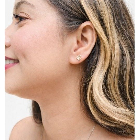 Brinco Mini Flor Banhado a Ouro 18k