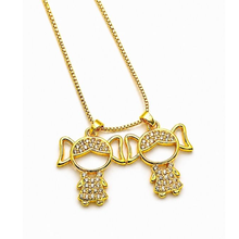 Colar Duas Meninas Cravejada - Banho em Ouro 18k