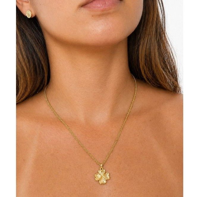 Colar com Pingente de Trevo Banhado A Ouro 18K