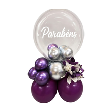 Arranjo de Mesa Bubble Luxo Roxo Parabéns