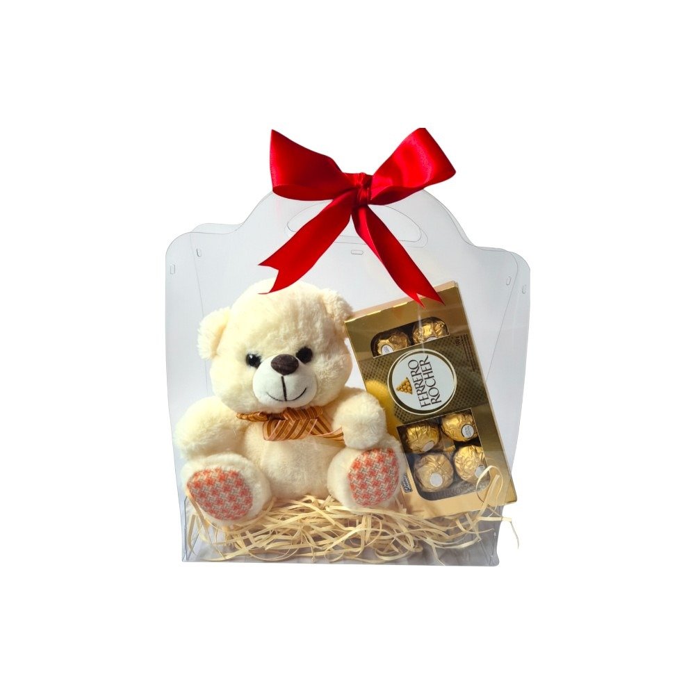 Bolsa Transparente Com Ursinho E Chocolate