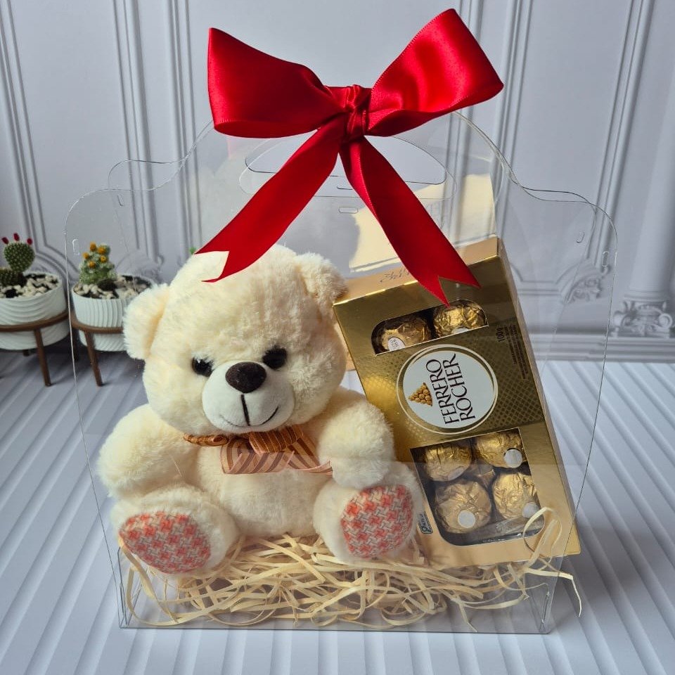 Bolsa Transparente Com Ursinho E Chocolate