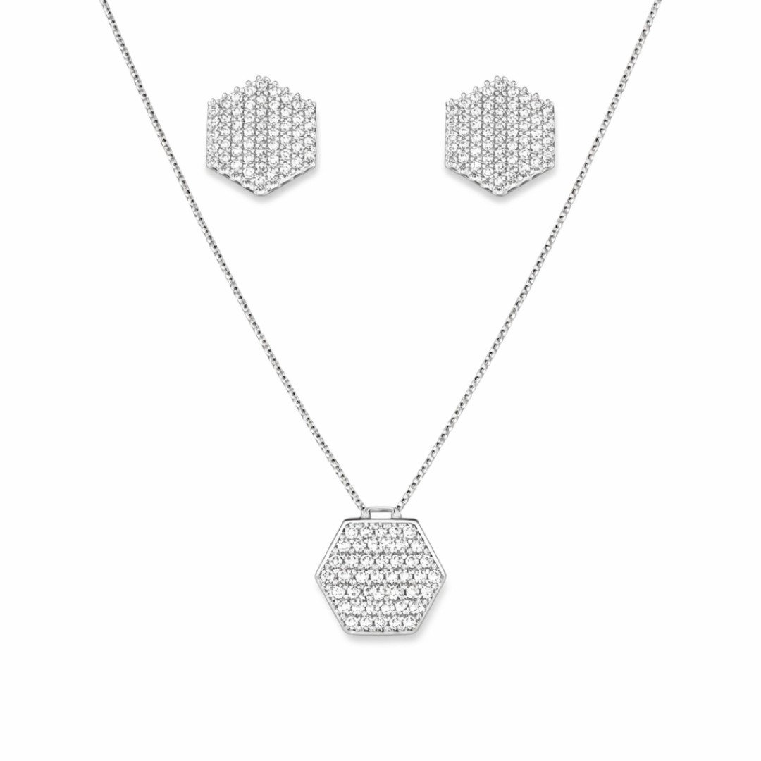 Conjunto Geometrico Zircônia  Luxo Feminino