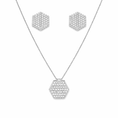 Conjunto Geometrico Zircônia  Luxo Feminino