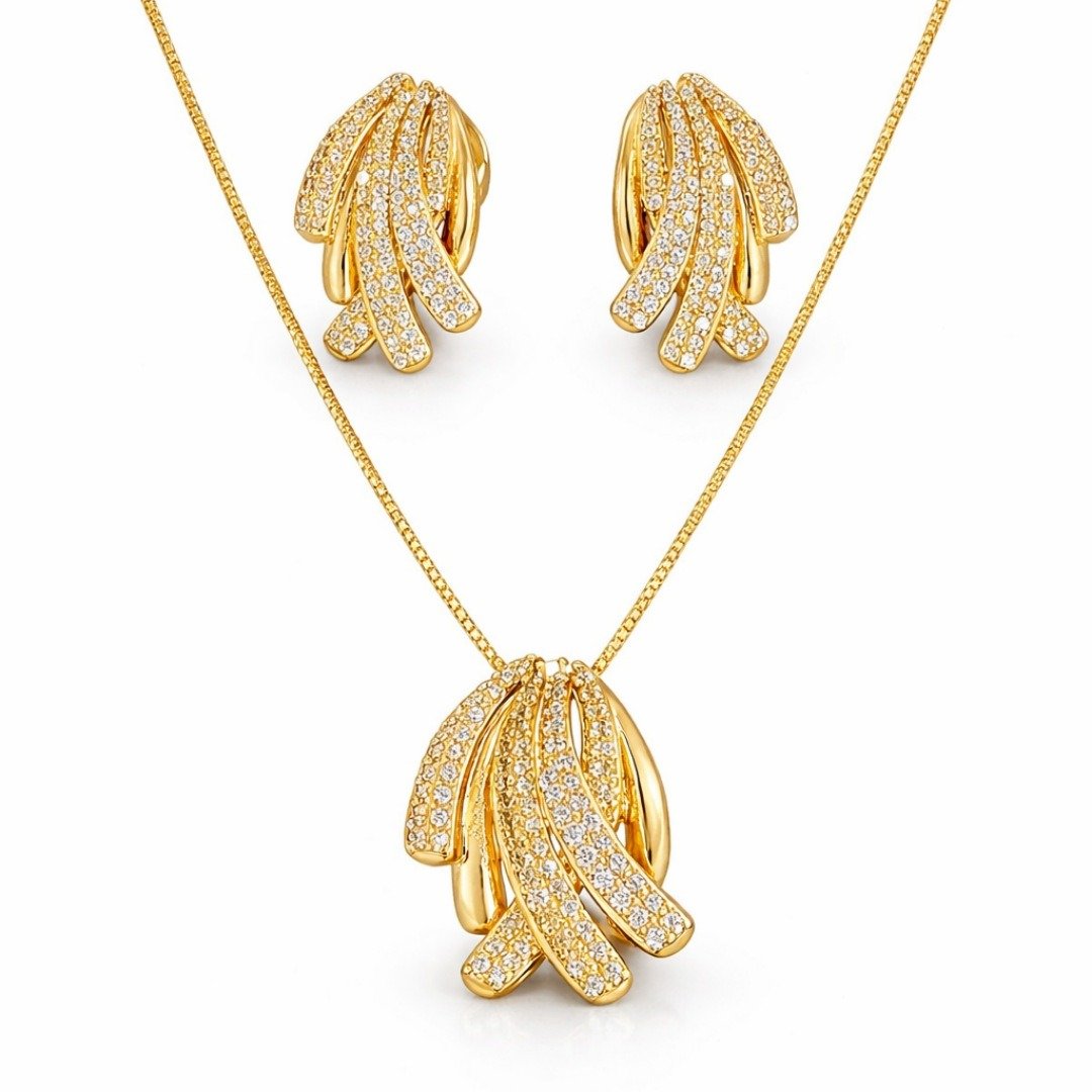 Conjunto Dourado Luxo com Zircônias Premium