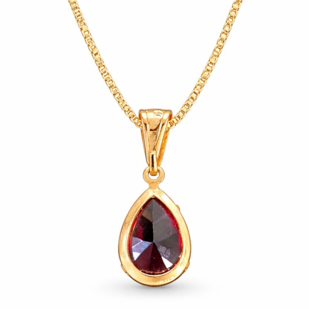 Conjunto Gota Vermelha Dourado Feminino Luxo