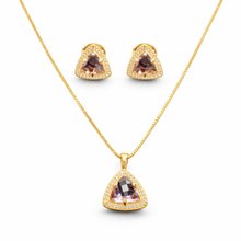 Conjunto Dourado Triângulo Lilas Luxo