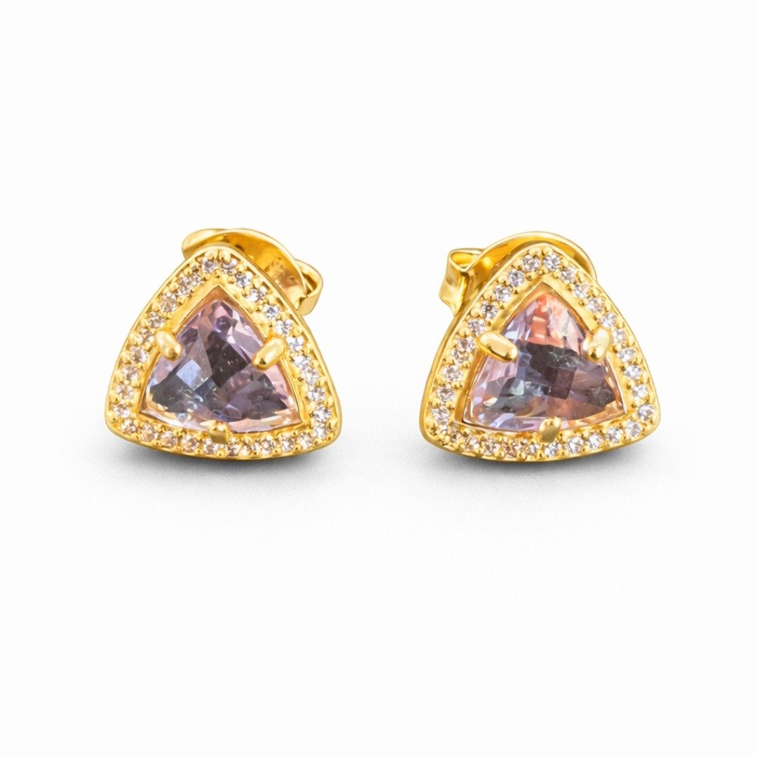 Conjunto Dourado Triângulo Lilas Luxo