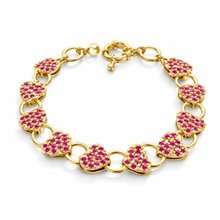 Pulseira Corações Rosa Dourada com Zircônias