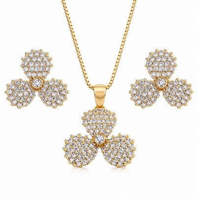 Conjunto Luxo em Zircônias Banhado a Ouro 18k Premium