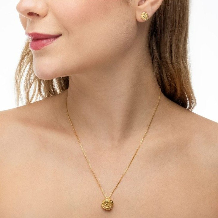 Conjunto Colar e Brinco Banhado a Ouro 18k