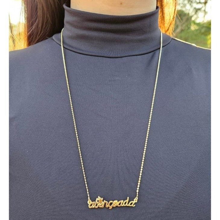 Colar Abençoada Banhado Ouro 18k