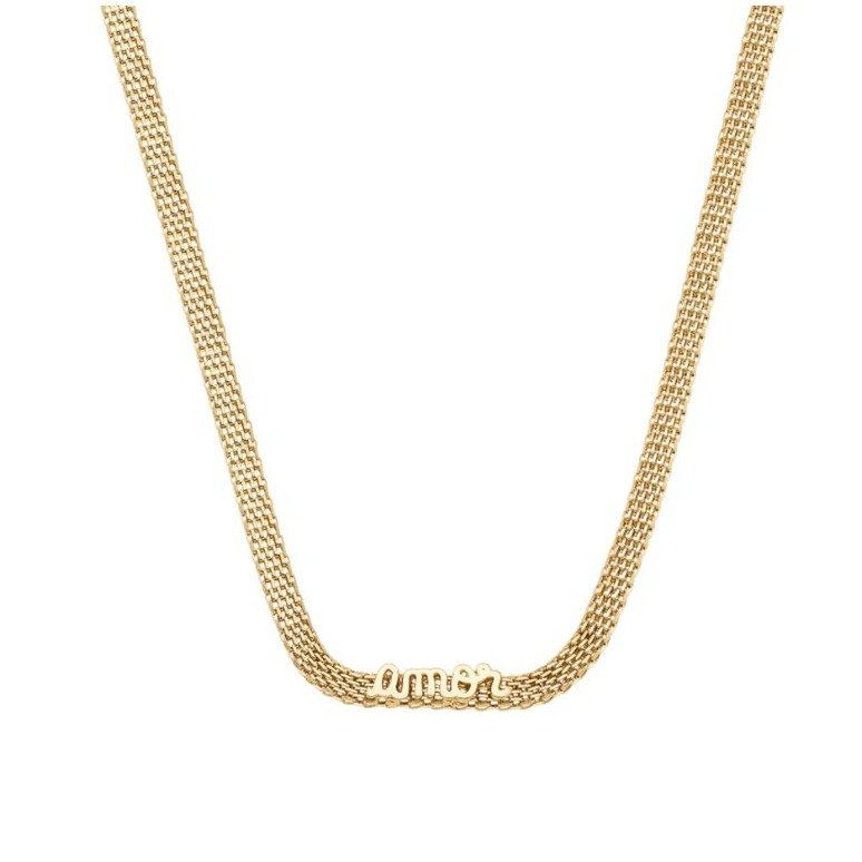 Colar Choker Malha Amor Banhado a Ouro 18k