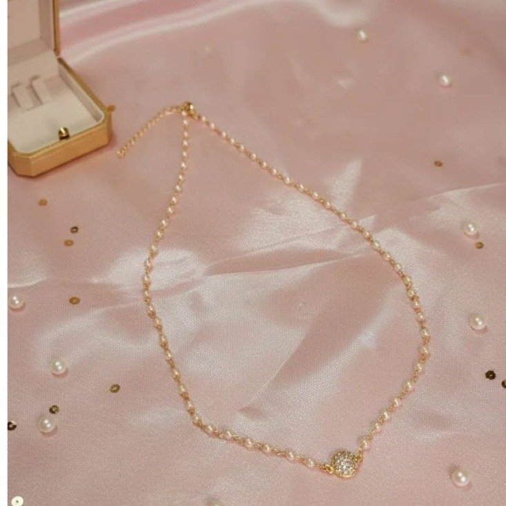 Colar Pérola Bolinha Cravejada Banhado A Ouro 18k