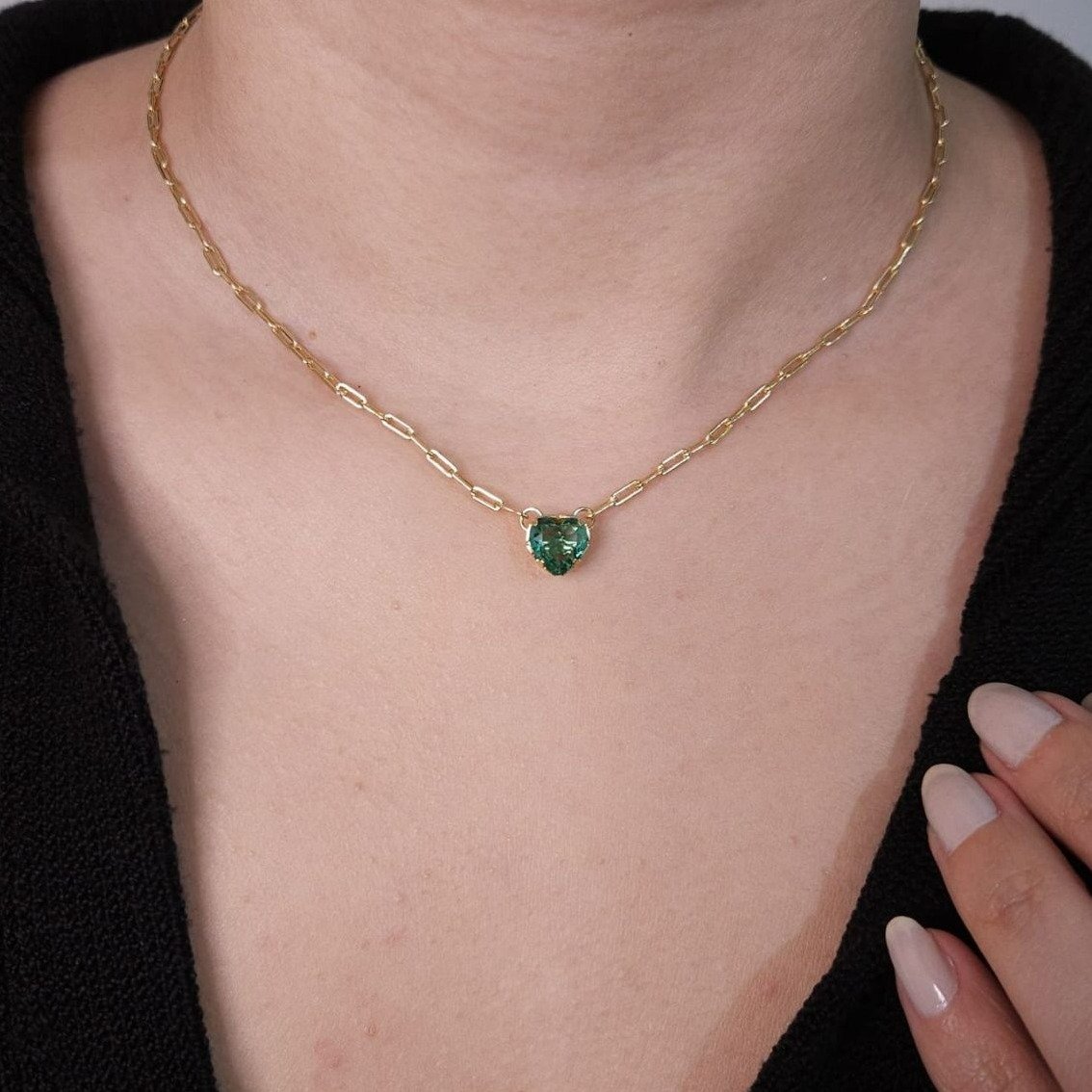 Colar Cartier Banhado Ouro 18k Zircônia Verde
