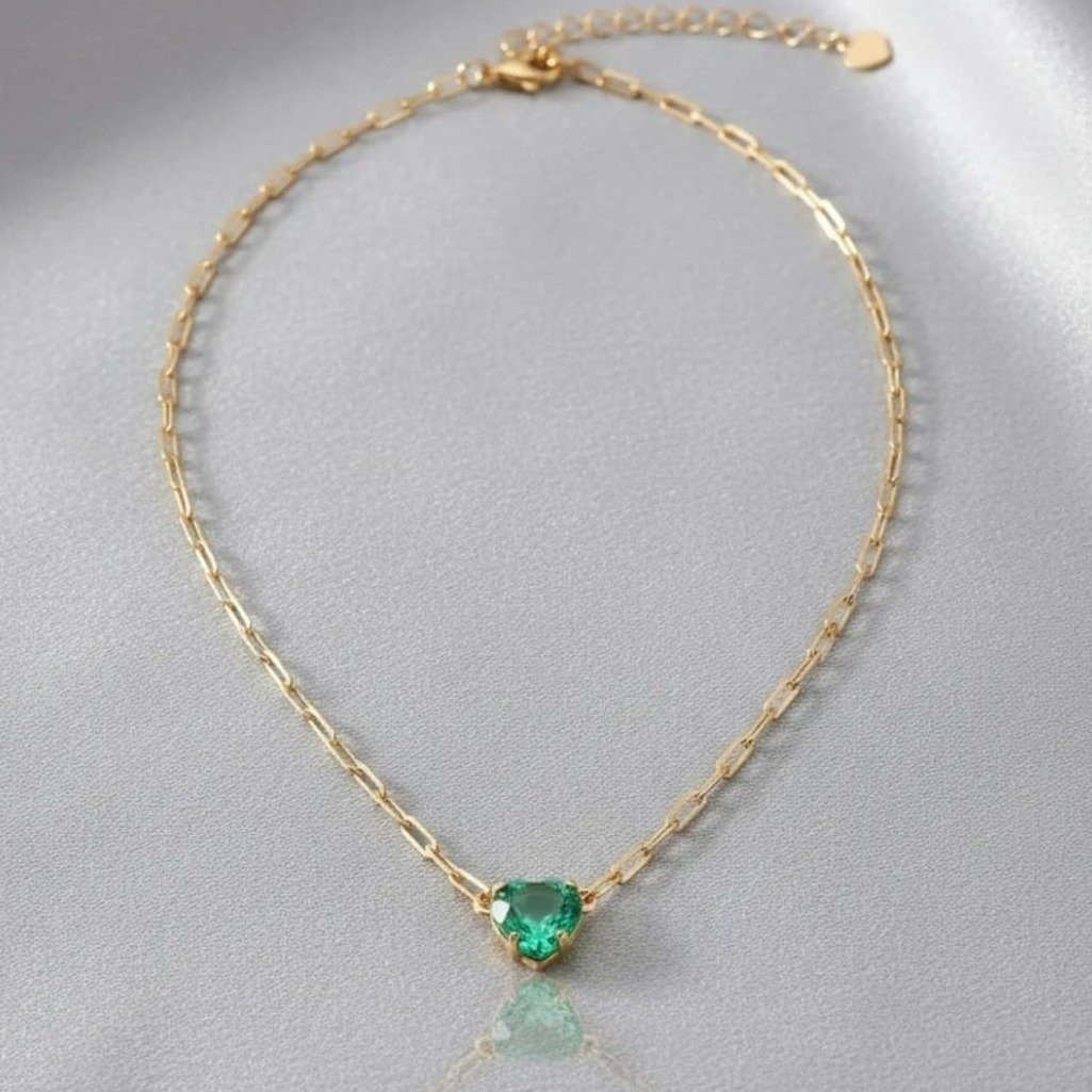 Colar Cartier Banhado Ouro 18k Zircônia Verde