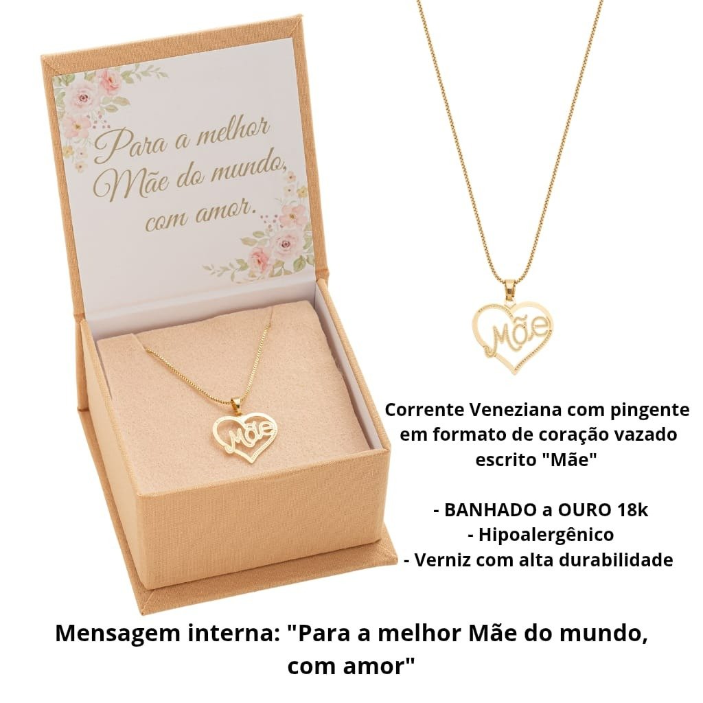 Presente Colar Mãe Banhado A Ouro 18k com Caixa