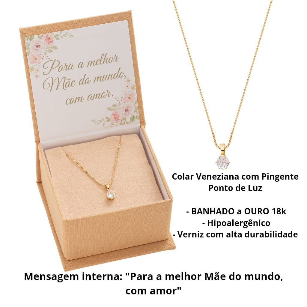 Dia Das Mães Colar Ponto de luz com Caixa Mensagem 