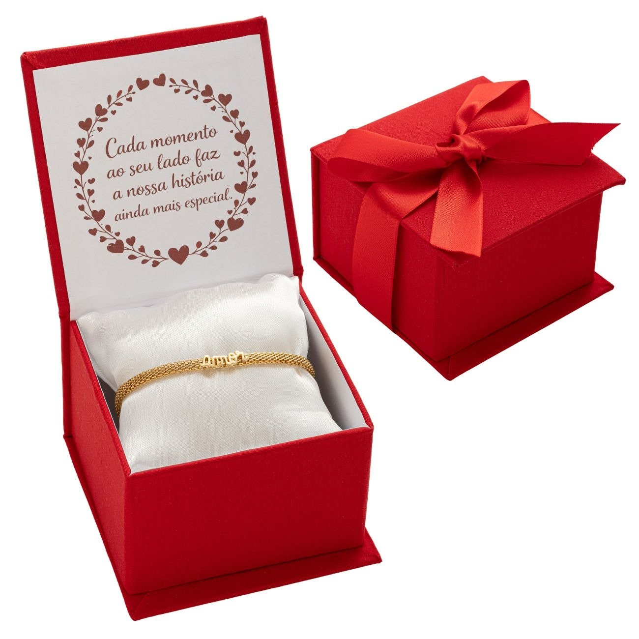 Pulseira Amor Banhado Ouro 18k Com Caixa Romântica