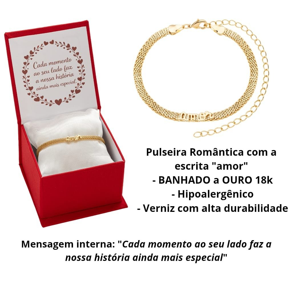 Pulseira Amor Banhado Ouro 18k Com Caixa Romântica