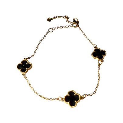 Pulseira Ouro Trevos Pretos