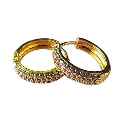 Brinco Feminino Ouro Argola Cravejada