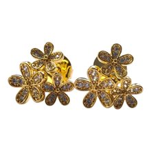 Brinco Dourado Flores Cravejadas