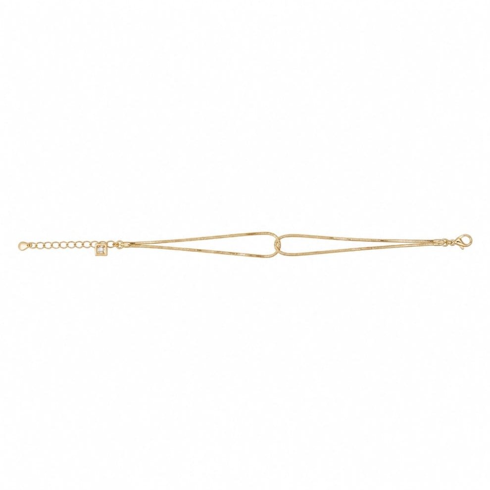 Pulseira Folheada A Ouro 18k 2 Fios Pingente