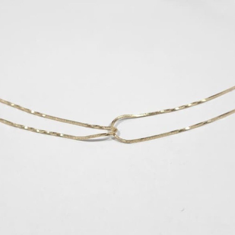 Pulseira Folheada A Ouro 18k 2 Fios Pingente