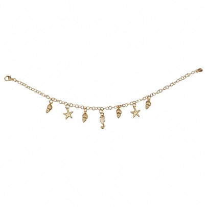 Pulseira Folheada Ouro Com Pingentes Do Mar