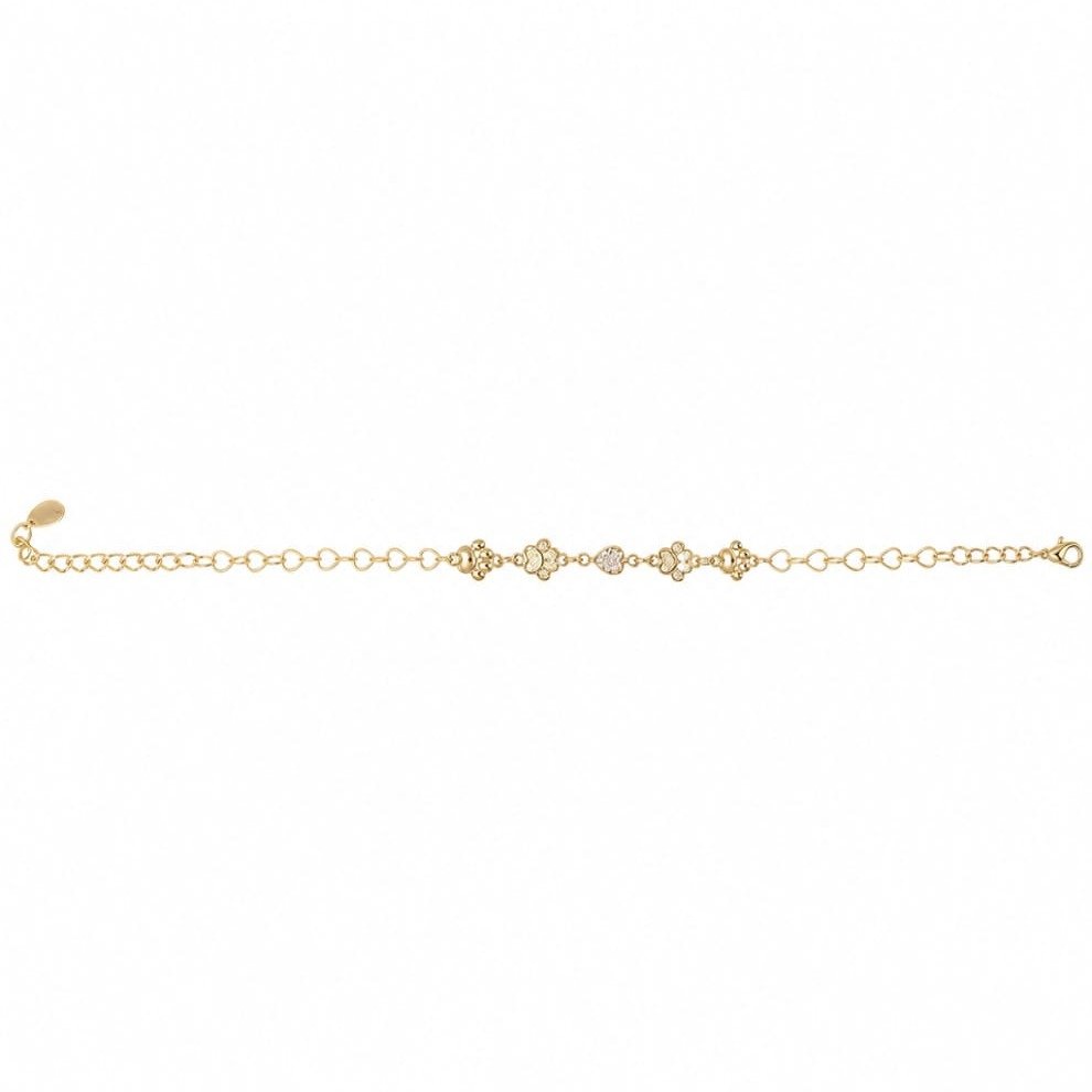 Pulseira Folheada A Ouro 18k Pingente Patinha Zircônia