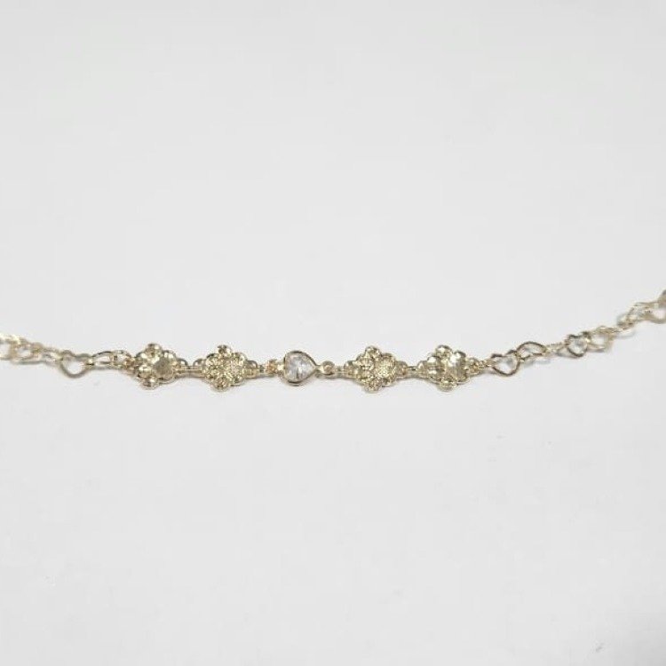 Pulseira Folheada A Ouro 18k Pingente Patinha Zircônia