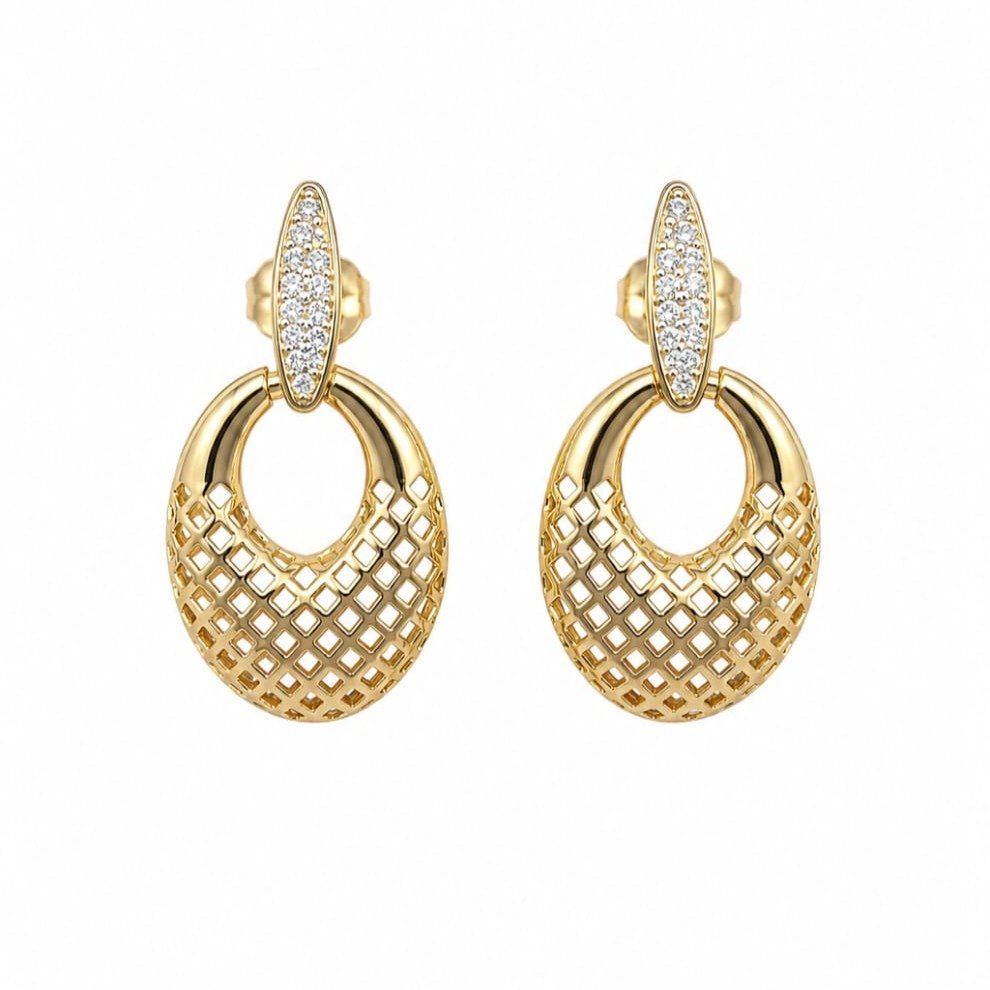 Brinco Pedras Zircônias Oval Vazado