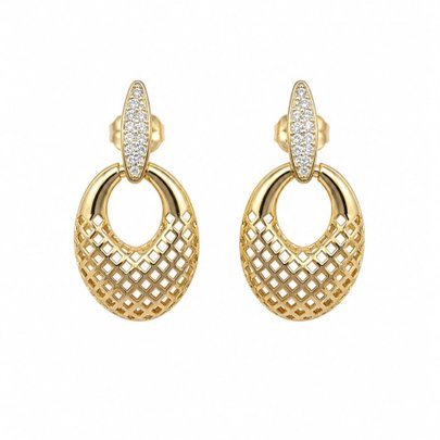 Brinco Pedras Zircônias Oval Vazado